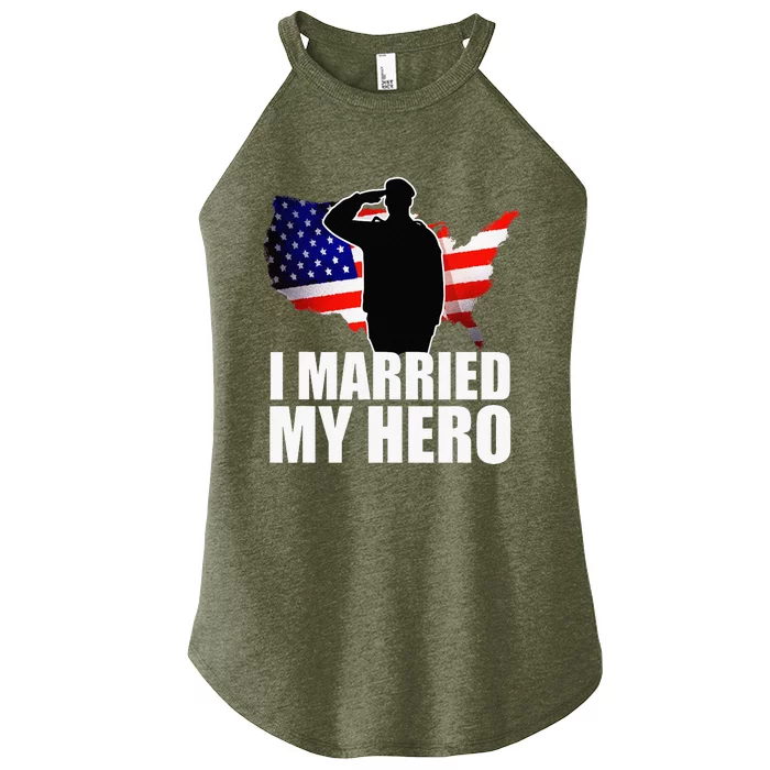 Patriotic American Flag Veteran Military Wife Support Women’s Perfect Tri Rocker Tank