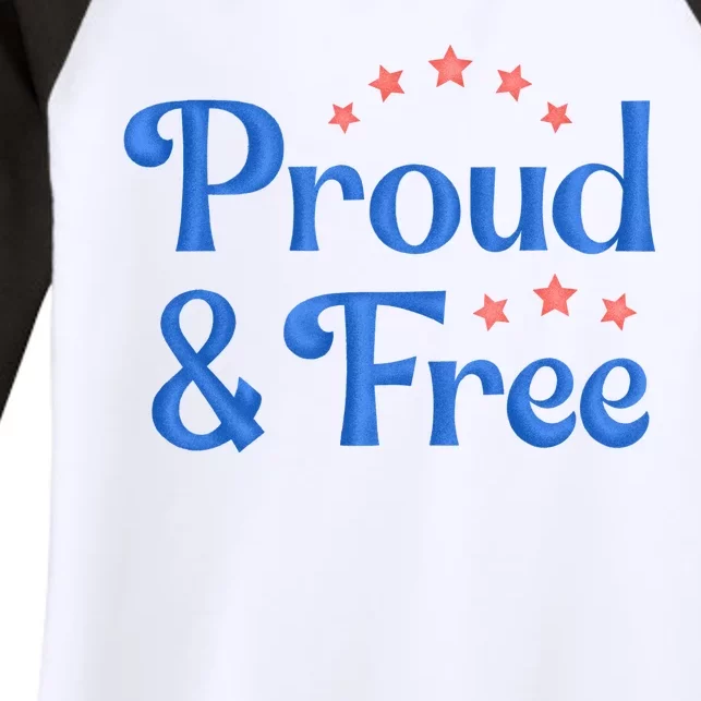 Proud And Free Usa 4th Of July Women's Tri-Blend 3/4-Sleeve Raglan Shirt