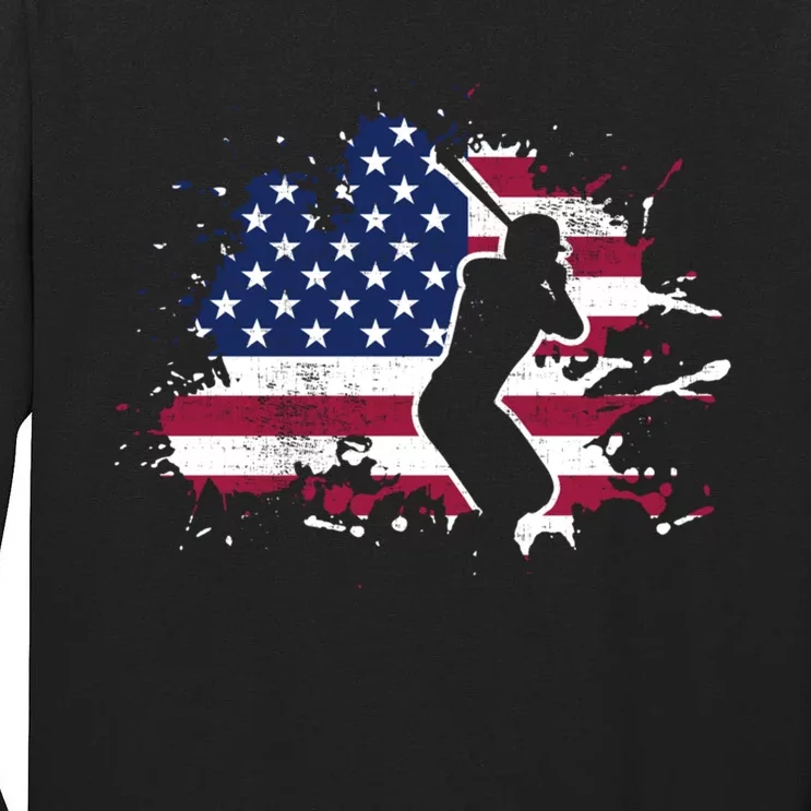 Patriotic American Flag Baseball design, Baseball design Tall Long Sleeve T-Shirt