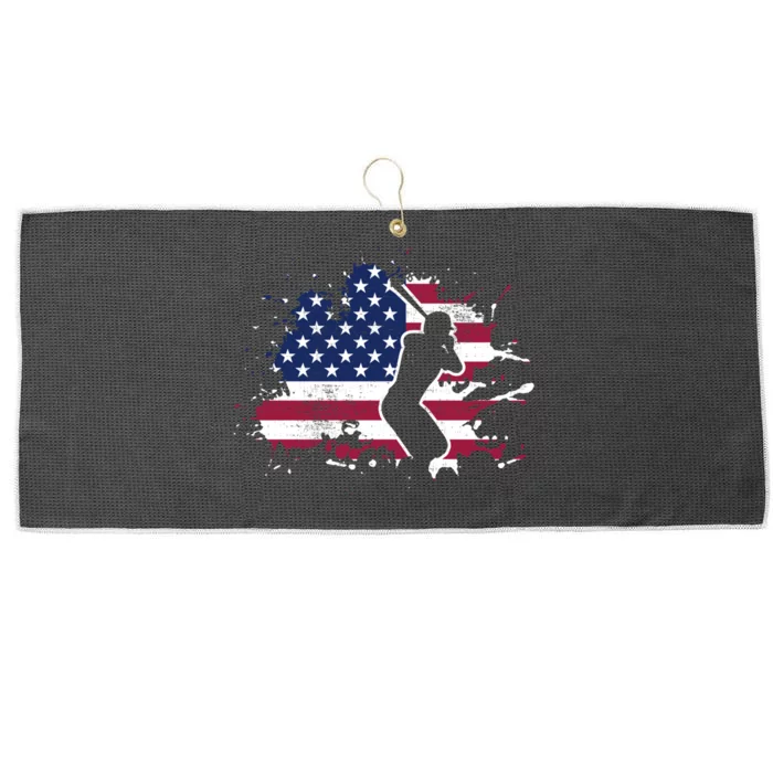 Patriotic American Flag Baseball design, Baseball design Large Microfiber Waffle Golf Towel