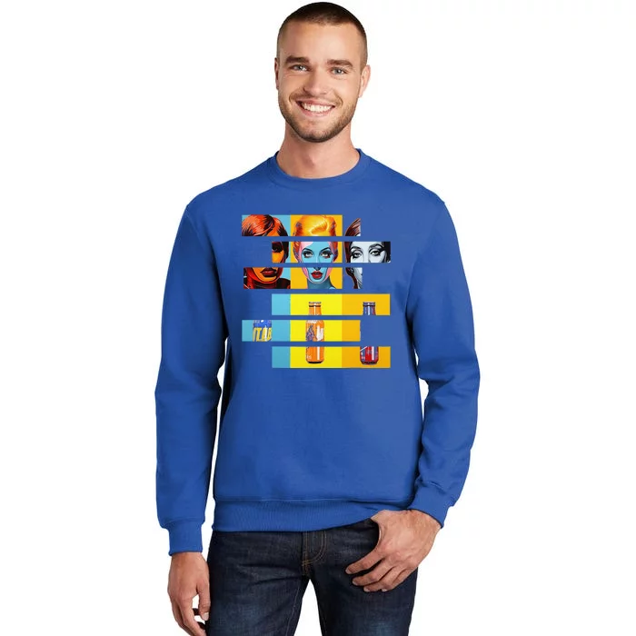 Pop Art Fusion Fragmented Faces & Soda Pop Bottles Sweatshirt