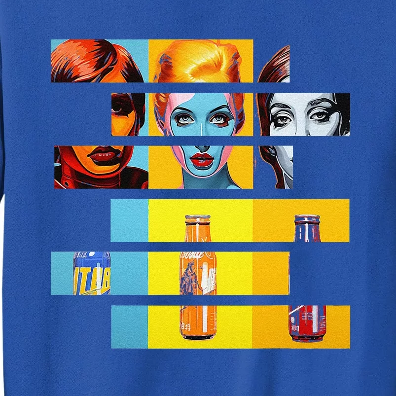 Pop Art Fusion Fragmented Faces & Soda Pop Bottles Sweatshirt