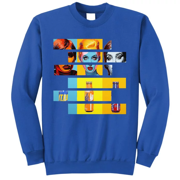 Pop Art Fusion Fragmented Faces & Soda Pop Bottles Tall Sweatshirt