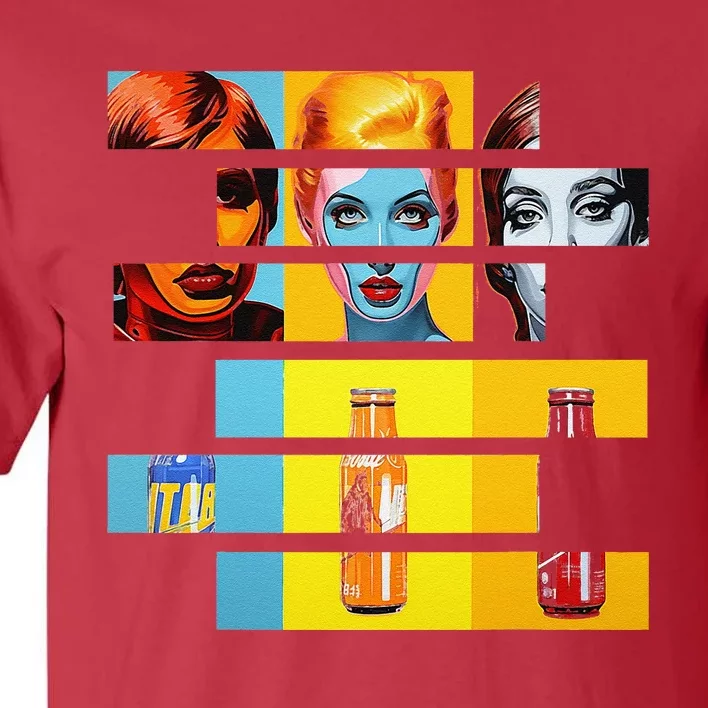 Pop Art Fusion Fragmented Faces & Soda Pop Bottles Tall T-Shirt