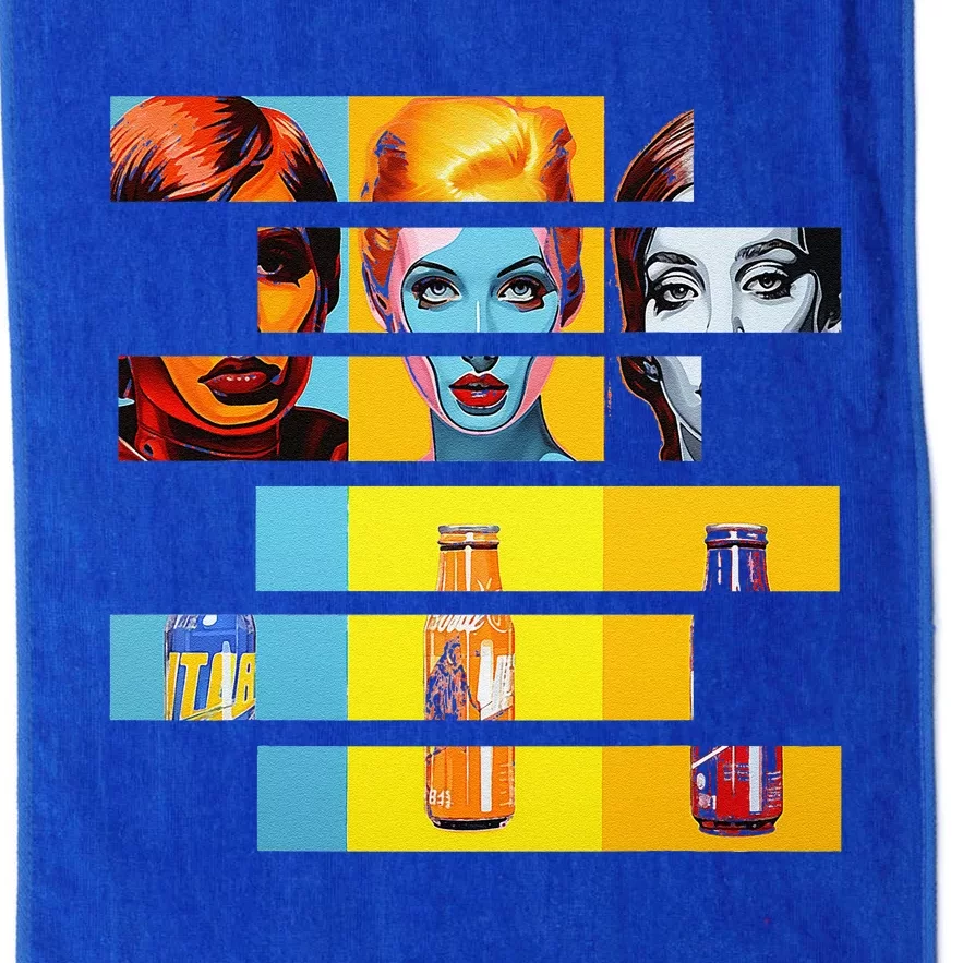 Pop Art Fusion Fragmented Faces & Soda Pop Bottles Platinum Collection Golf Towel