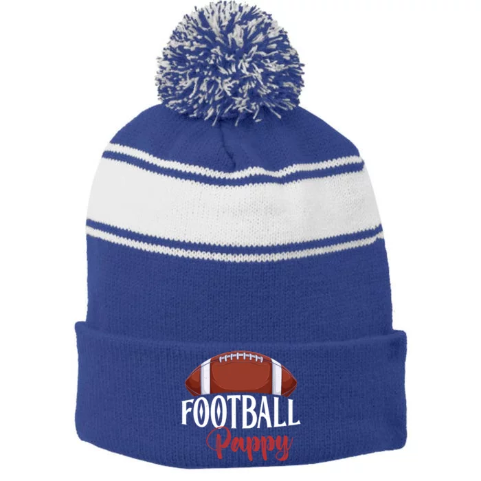 Proud American Football Pappy Funny Gift For FatherS Day Gift Stripe Pom Pom Beanie