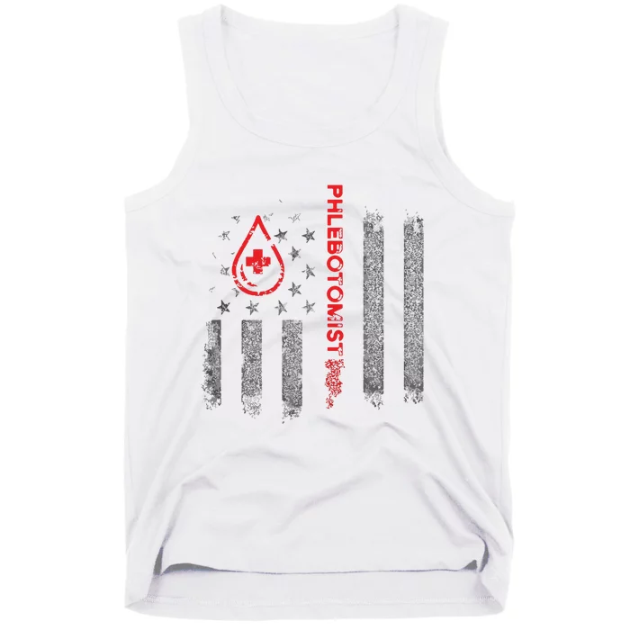 Phlebotomist American Flag Phlebotomy Technician Blood Nurse Tank Top