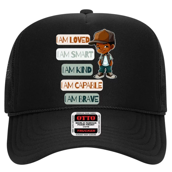 Positive Affirmations For African American High Crown Mesh Trucker Hat