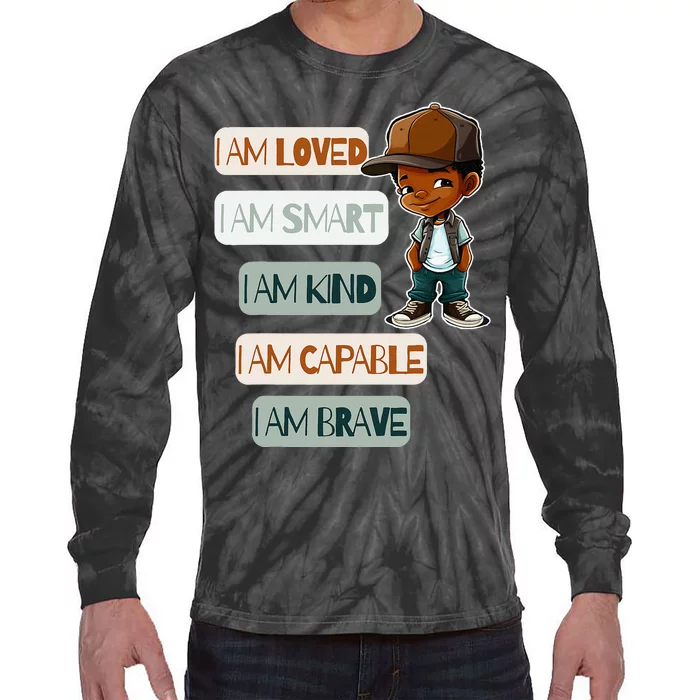 Positive Affirmations For African American Tie-Dye Long Sleeve Shirt