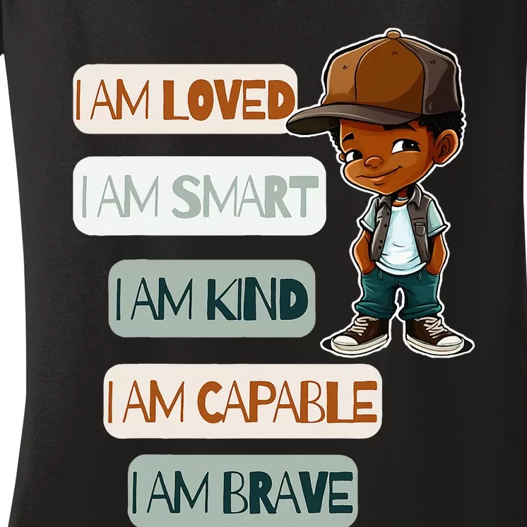 Positive Affirmations For African American Women's V-Neck T-Shirt