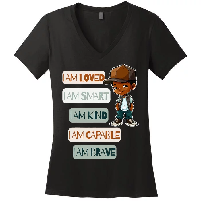 Positive Affirmations For African American Women's V-Neck T-Shirt