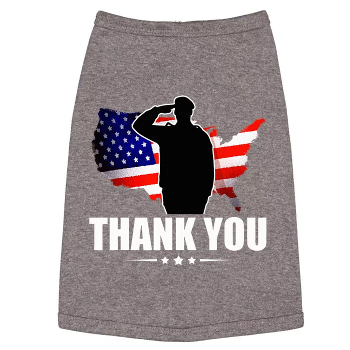 Patriotic American Flag Thank You For Your Service Veteran Doggie Tank