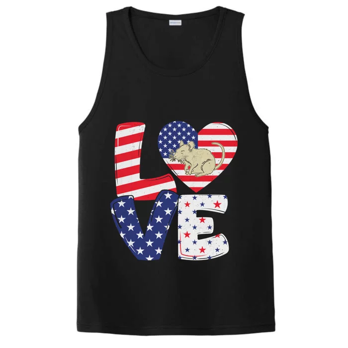 Patriotic American Flag Vintage Rat 4th Of July Gift Performance Tank