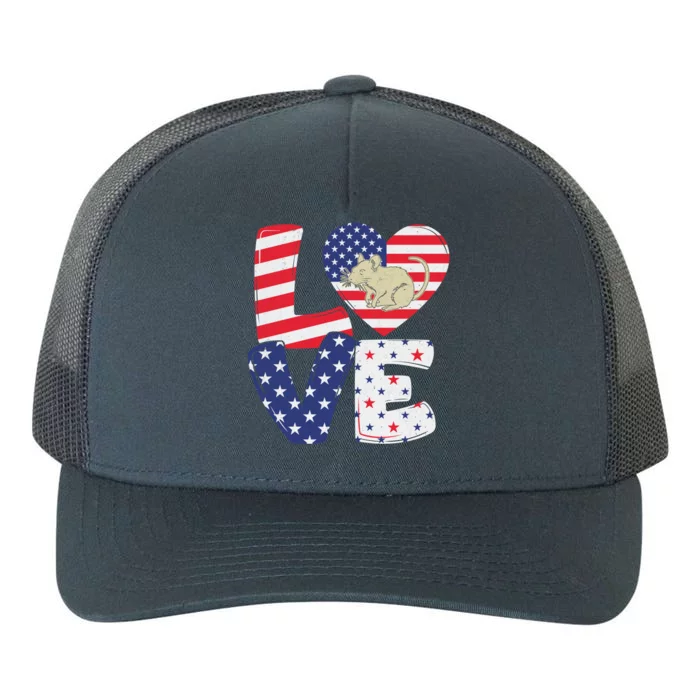 Patriotic American Flag Vintage Rat 4th Of July Gift Yupoong Adult 5-Panel Trucker Hat