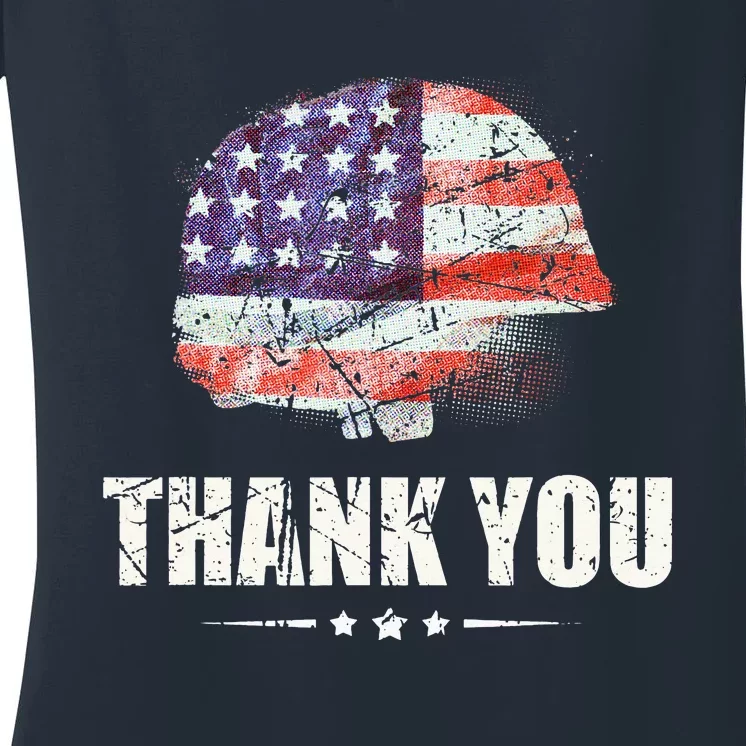 Patriotic American Flag Thank You Women's V-Neck T-Shirt