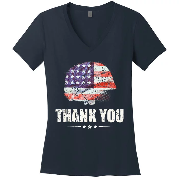 Patriotic American Flag Thank You Women's V-Neck T-Shirt