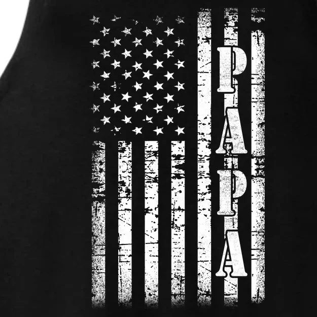 Papa American Flag US Papa Fathers Day Gift Idea Ladies Tri-Blend Wicking Tank