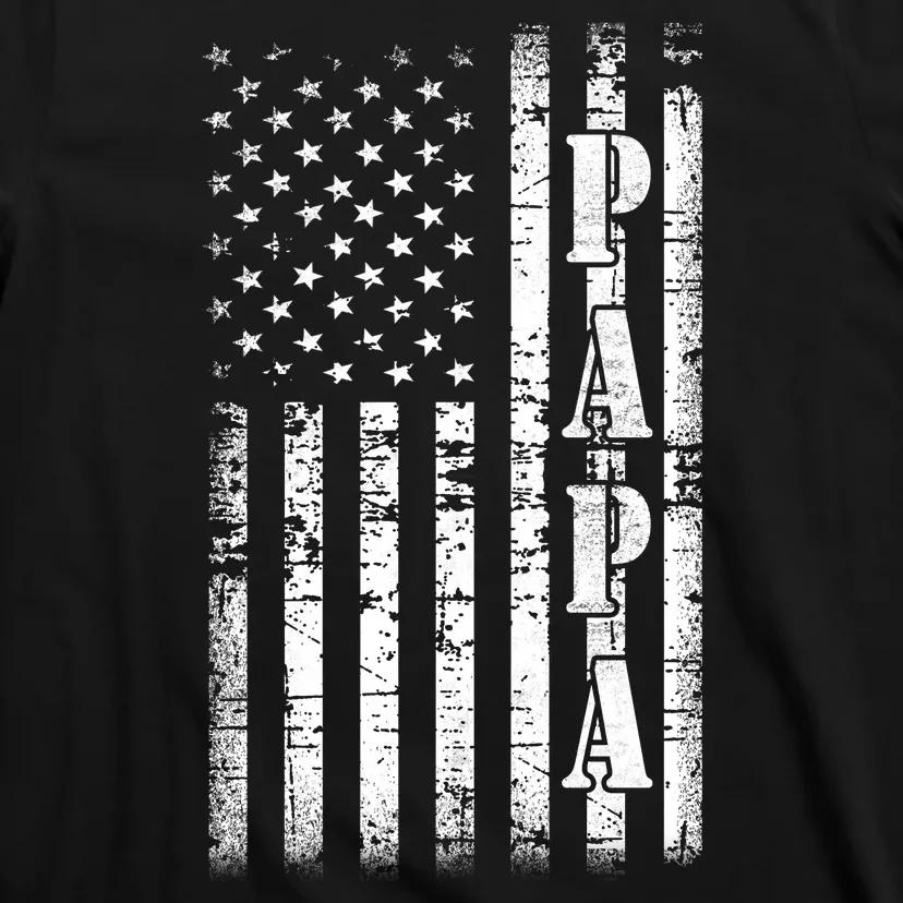 Papa American Flag US Papa Fathers Day Gift Idea T-Shirt