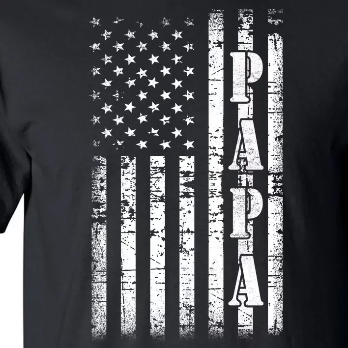 Papa American Flag US Papa Fathers Day Gift Idea Tall T-Shirt