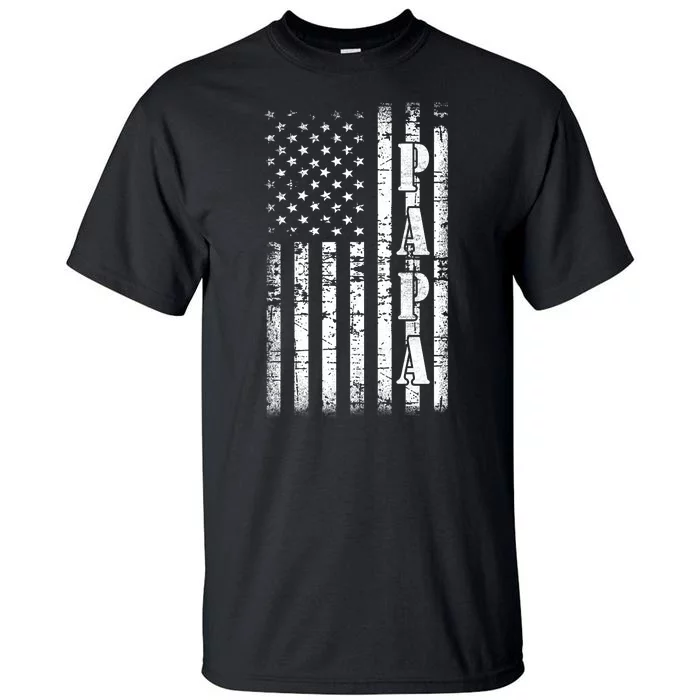 Papa American Flag US Papa Fathers Day Gift Idea Tall T-Shirt