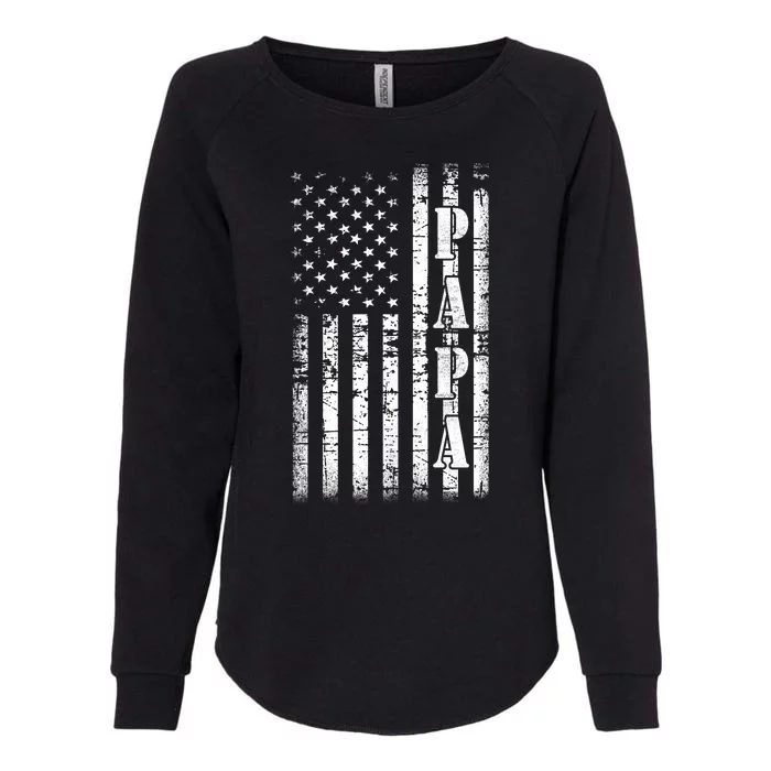 Papa American Flag US Papa Fathers Day Gift Idea Womens California Wash Sweatshirt