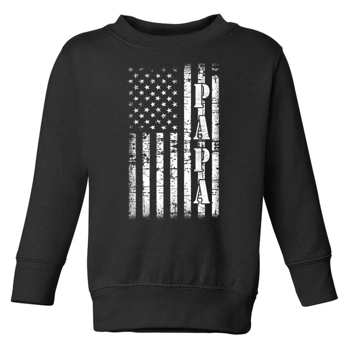 Papa American Flag US Papa Fathers Day Gift Idea Toddler Sweatshirt