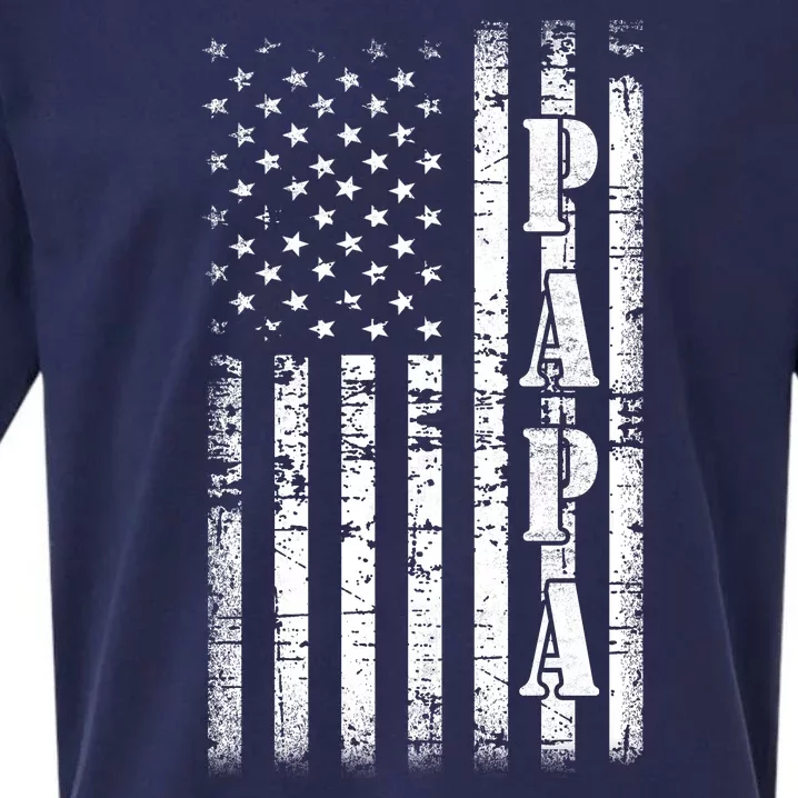 Papa American Flag US Papa Fathers Day Gift Idea Sueded Cloud Jersey T-Shirt