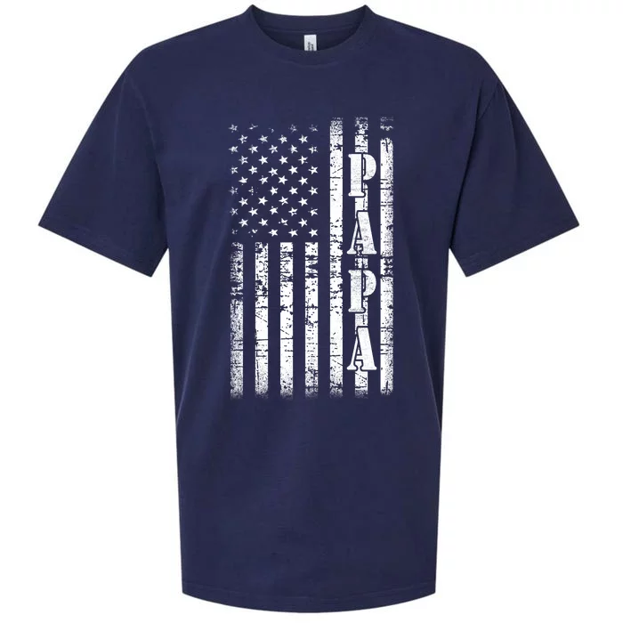 Papa American Flag US Papa Fathers Day Gift Idea Sueded Cloud Jersey T-Shirt