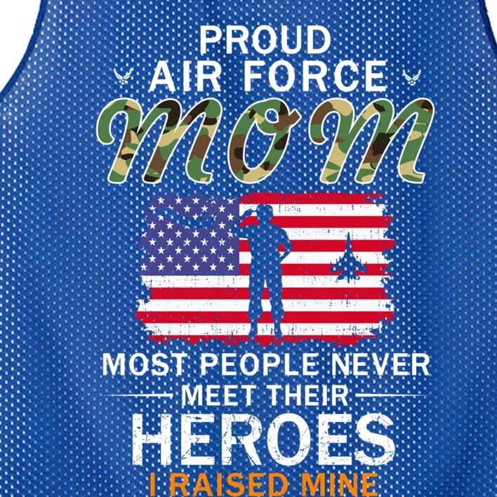 Proud Air Force Mom I Raised My Heroes Camouflage Army Gift Mesh Reversible Basketball Jersey Tank