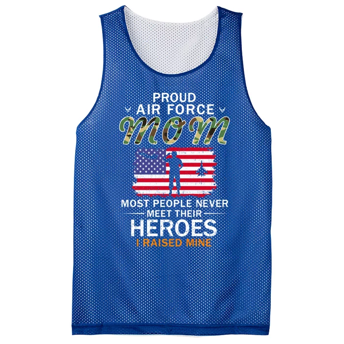 Proud Air Force Mom I Raised My Heroes Camouflage Army Gift Mesh Reversible Basketball Jersey Tank