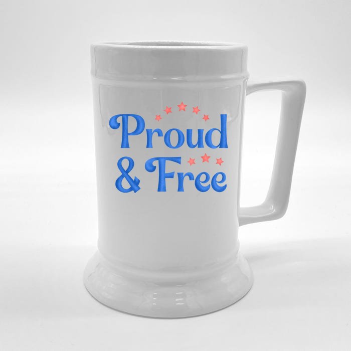 Proud And Free USA Holiday Front & Back Beer Stein