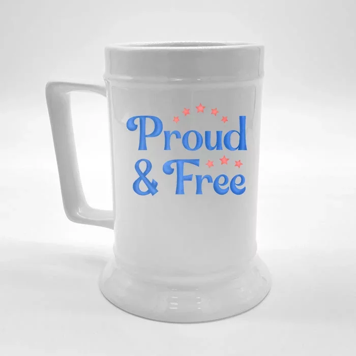 Proud And Free USA Holiday Front & Back Beer Stein