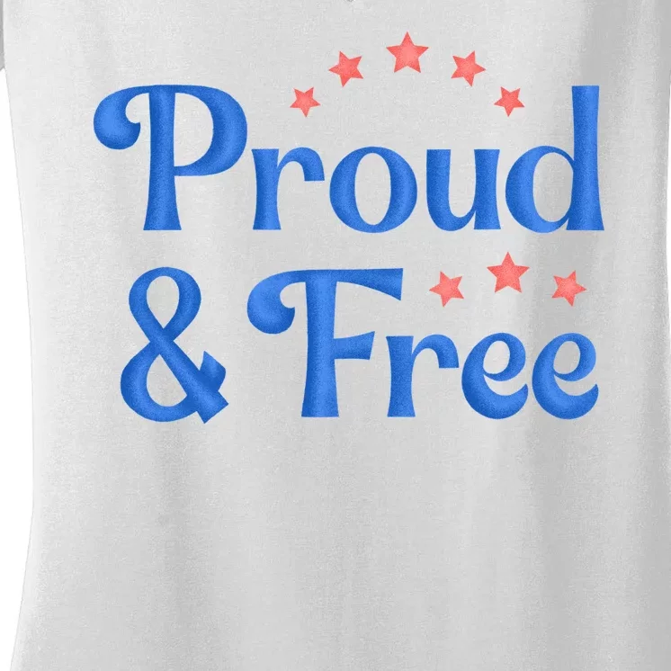 Proud And Free USA Holiday Women's V-Neck T-Shirt