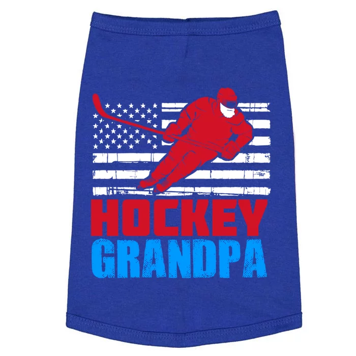 Patriotic American Flag Usa Ice Hockey Grandpa Gift Doggie Tank