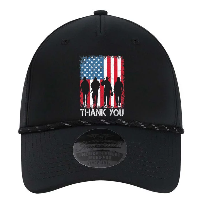 Patriotic American Flag Thank You For Men Women Kids Girl Boy Performance The Dyno Cap