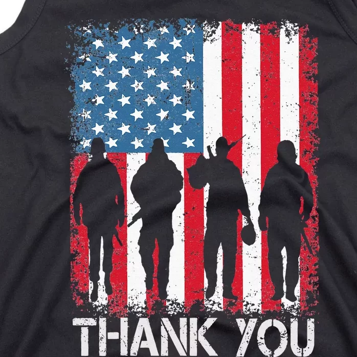 Patriotic American Flag Thank You For Men Women Kids Girl Boy Tank Top