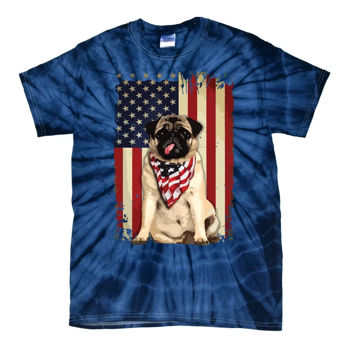 Pug American Flag 4th Of July Shirts Independence Tie-Dye T-Shirt