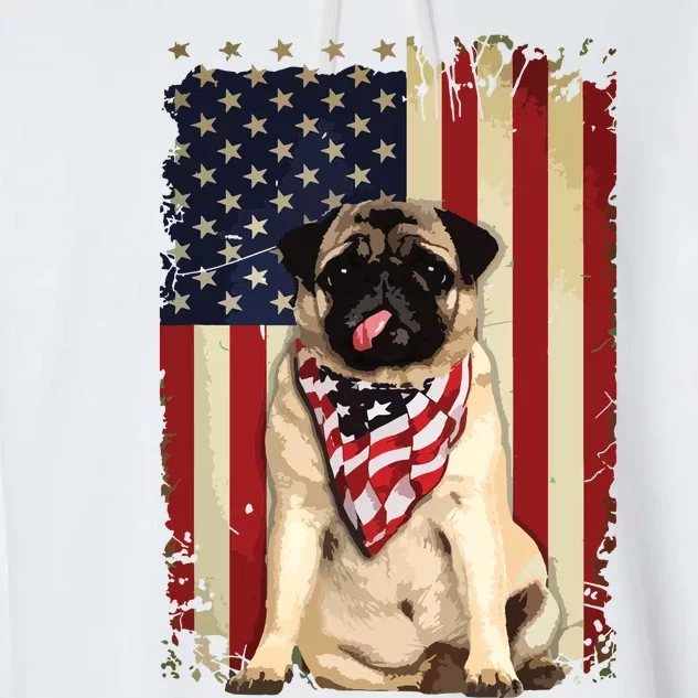 Pug American Flag 4th Of July Shirts Independence Garment-Dyed Fleece Hoodie