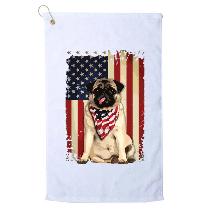 Pug American Flag 4th Of July Shirts Independence Platinum Collection Golf Towel