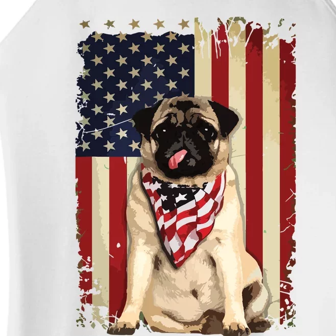 Pug American Flag 4th Of July Shirts Independence Women’s Perfect Tri Rocker Tank