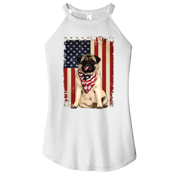 Pug American Flag 4th Of July Shirts Independence Women’s Perfect Tri Rocker Tank