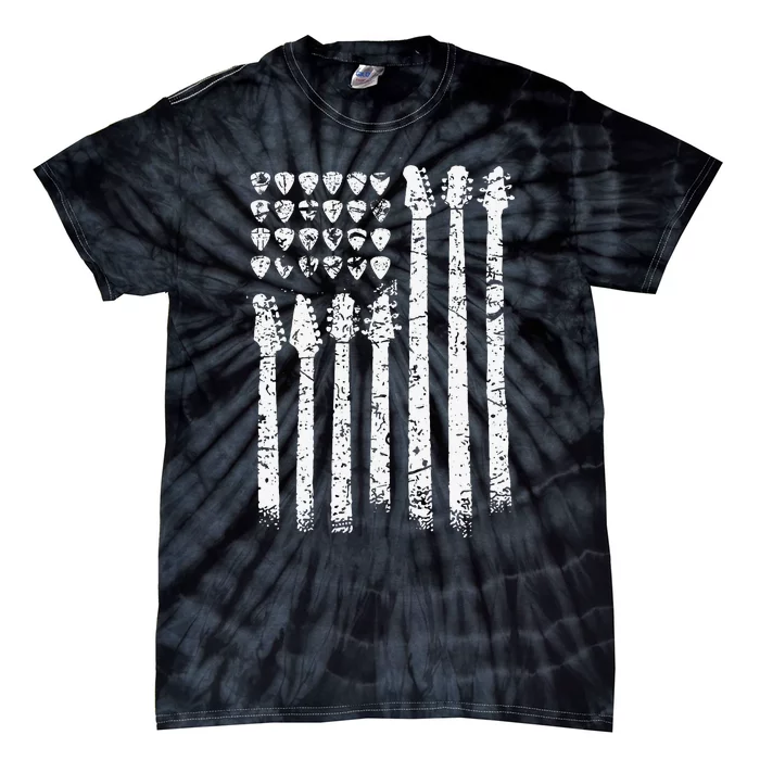 Patriotic AMERICAN FLAG Guitar Guitarist Gift Musician Tie-Dye T-Shirt