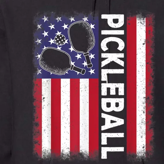 Pickleball American Flag Funny Pickleball Lover Premium Hoodie