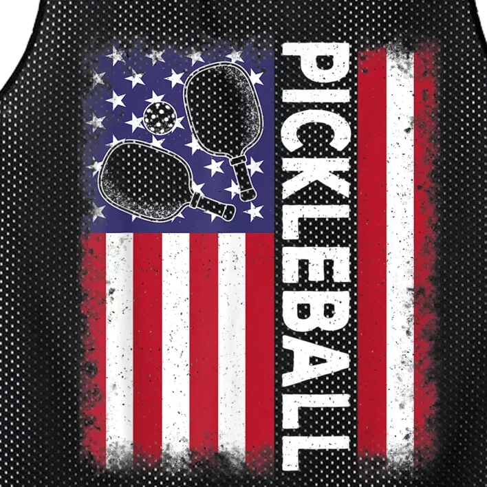 Pickleball American Flag Funny Pickleball Lover Mesh Reversible Basketball Jersey Tank