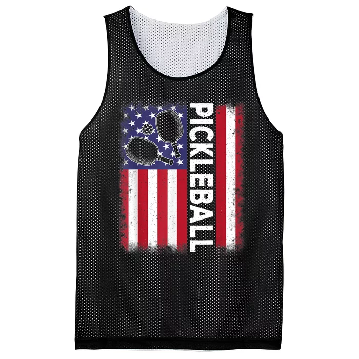 Pickleball American Flag Funny Pickleball Lover Mesh Reversible Basketball Jersey Tank