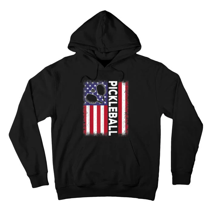 Pickleball American Flag Funny Pickleball Lover Tall Hoodie