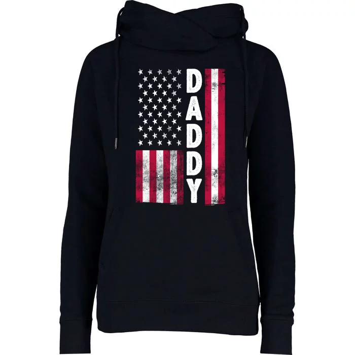 Patriotic American Flag Dad Father's Day Womens Funnel Neck Pullover Hood