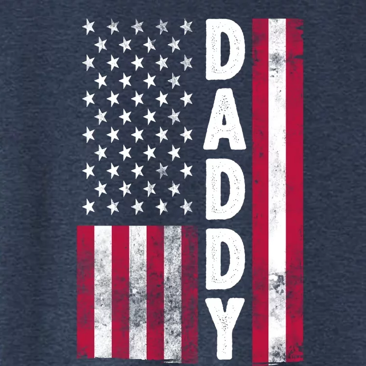 Patriotic American Flag Dad Father's Day Women's Crop Top Tee