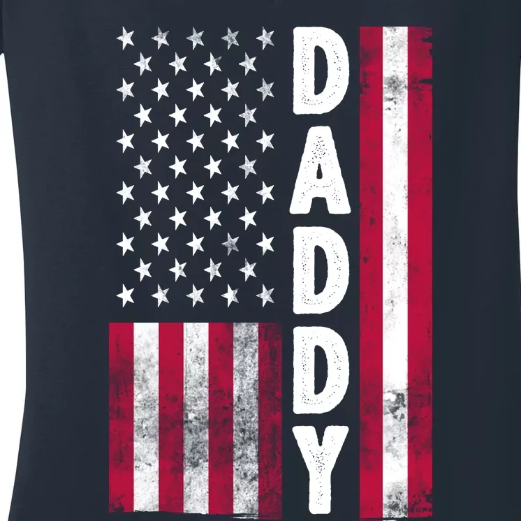 Patriotic American Flag Dad Father's Day Women's V-Neck T-Shirt