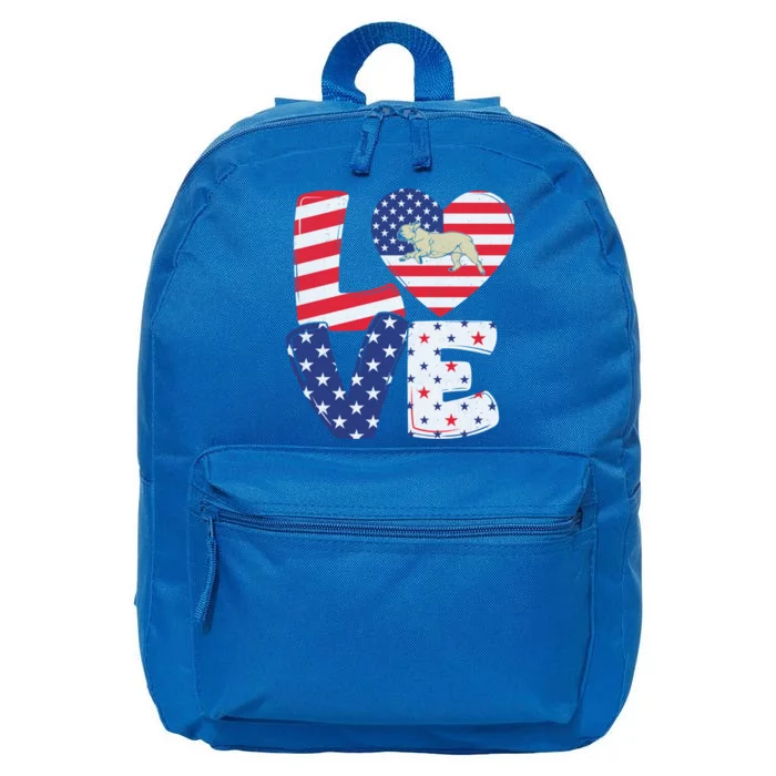 Patriotic American Flag Vintage French Bulldog 4th Of July Cool Gift 16 in Basic Backpack